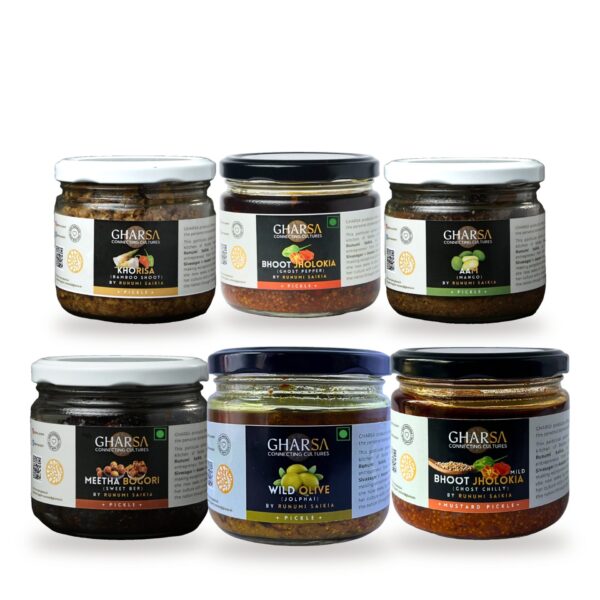 Best of Assam Gift Box – six Assamese pickle jars on white